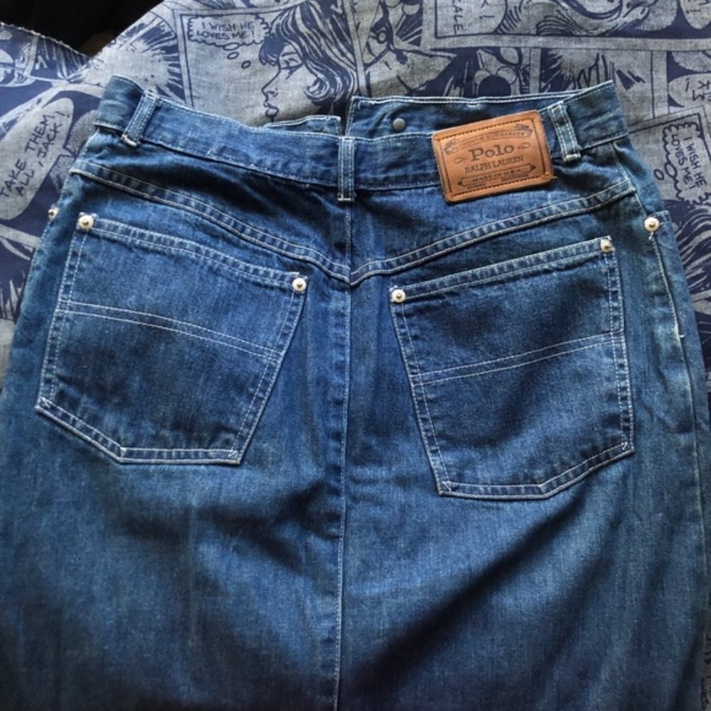 90s Polo Ralph Lauren Denim Maxi Skirt